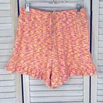 Princess Polly  High Waisted Ruffle Hem Pull On Shorts Pink/Yellow Space Dye-6 Photo 0