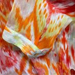 Chico's Chico’s Summer Ikat in Watermelon Fizz Sheer Knot Front Top Sequins & Buttons Photo 9