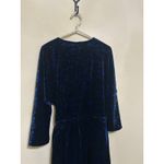 FRNCH  Paris Wrap Dress Size Small Velvet Long Sleeve Black Blue Preppy Winter Photo 10
