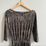 Evereve  Peyton Jensen Black and Tan Pattern Dress Boat Neck Elastic Waist XS Photo 2