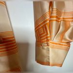 Mango  MNG Satin Print Blouse Tunic Orange‎ Oversized Long Sleeve Imported Size 6 Photo 6