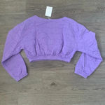 Emory park  Long Sleeve Quilted‎ Crop Top - Size M - Purple - NWT Photo 3