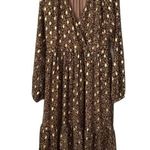 Mystree Animal Print Long Sleeve Metallic Midi Dress Size M Photo 0