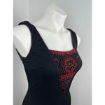 Nita Ideas Beaded Red Black Mesh Form Fitting Dress Size 4 Whimsigoth Y2K 1920s Photo 1