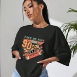 SheIn EZwear Audiotape And Letter Graphic Drop Shoulder Oversized Tee Graphic Women Photo 2