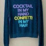 Wildfox ‘Cocktail In My Hand’ Pullover Sweatshirt Blue Sz Medium Photo 0