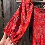 Angie  Peasant Sleeve Red Print Maxi Dress M Photo 10