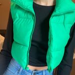Boutique Green Cropped Puffer Vest Size Small Photo 1