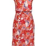 C/MEO COLLECTIVE  Strapless Midi Dress Women’s Size L Abstract Multicolor Printed Photo 0