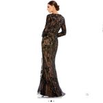 Mac Duggal 79351 Womens Black Embellished Long Sleeve Plunge Neck Trumpet Dress Photo 3