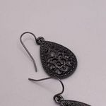 Lot Of 4 Dangle Costume Earrings Pierced Bead / Metal Mix Dark Aged Silver Tone Photo 4