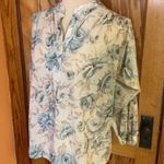 Vtg 70s earthy floral print top Blue Photo 6