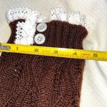 Boot Socks Brown and Cream Cozy Soft & Warm with Ruffle & Button Detail Photo 3