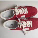 ZARA Red Suede & Leather Low-Top Sneakers – Size 38 (Fits US Women's 7.5) Photo 1
