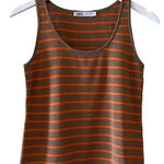 ZARA Womens Brown Orange Viscose Stripes Knit Layering Tank Top SZ M # 1168 Photo 0