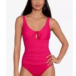 Lauren Ralph Lauren Pink Passionfruit Front Tie Tummy Control One Piece Swimsuit Size 10 Photo 0