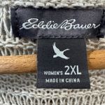 Eddie Bauer  Open Knit Cardigan Sweater Beige Women's 2XL Lightweight Duster Photo 2