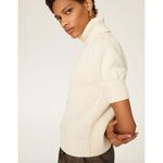 Adam Lippes Sweater Womens Small White Puff Sleeve Knit Turtleneck Cotton Wool Photo 3