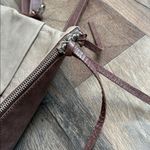 Roots  Canada Emma Bag Leather Foldover Crossbody Colorblock Brown and Taupe Photo 5