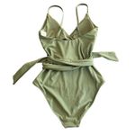 Aerie  Wrap One Piece Swimsuit S Long Olive Green New Photo 4