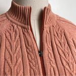 Pendleton Peach Cotton Cable Knit Zip Up Cardigan Sweater Photo 1