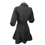 ZARA Black Balloon Sleeve Ruffle Collar Button Mini Fit & Flare Shirt Dress XS Photo 4