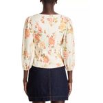 AQUA Floral Print Puff Sleeve Sweetheart Neckline Blouse Top Medium Photo 1