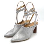 Sundance  Jacinda Shoes Metallic Silver Ankle Wrap Heels Women’s Size 36 | US 6 Photo 5