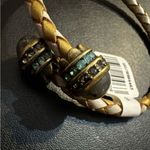 Loft  Braided Leather Rhinestone Memory Wire Wrap Bracelet. Photo 1