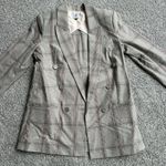 CAbi Womens Blazer Jacket Size 8 Gray Plaid Double Breasted Peak Lapel Career Photo 1
