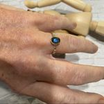 Labradorite Sterling Silver Hammered Band Ring Handmade Size 8 Blue Photo 2