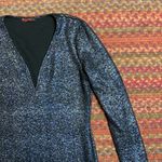 VTG MEZZANINE BLACK FOIL LONG SLEEVE TIGHT FIT MINI BODYCON DRESS Photo 1