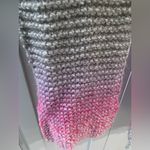 Chunky Hand Knitted Pink and Gray‎ Scarf Gray Photo 1