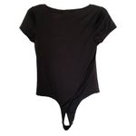 Shop Stevie Black Silk Like Fitted Short Sleeve Bodysuit Size Large Photo 1