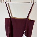 Good American NWT  STRETCH RIB KNIT SHOULDER MINI DRESS OXBLOOD Size Large Photo 2