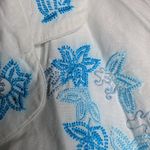 Live a Little Vtg Y2K White Blue Floral Embroidered Button Up Cropped Jacket XL Photo 3