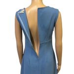 Wool Blend Parosh Blue Sleeveless Pocket Front Zip Back Imported Mini Dress S Photo 5