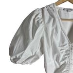 Derek Lam White Poplin Puff Sleeve V-Neck Ruched Tie Crop Top Size US 2 Photo 6