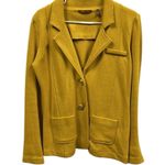 525 America  Mustard Yellow Knit 2 Button Blazer Jacket with Pockets Womens Large Photo 2