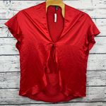Victoria's Secret Red Satin Tie Night Shirt w/ Love Heart Graphic One Size NWT Photo 0