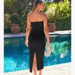 LILLUSORY Knitted Dresses Twisted Front Bodycon Dress with Back Slit Black Size M Photo 2