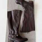 Me Too  Arctic Oxblood Dark Brown Leather Tall Riding Boots Gold Details Size 8 Photo 0