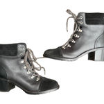 Sam Edelman Black Leather Lace up Victorian Ice Skater Ankle Booties 8.5 Photo 0