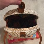 Round Woven Straw Crossbody Bag White Photo 1
