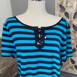 Talbots Nautical Striped Lace-Up shirt midi dress Photo 1