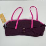Kona Sol Burgundy Pink Colorblock Square Neck Bandeau Swim Top Size Medium NWT Photo 11