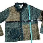 Susan Bristol Vintage Colorblock Fall Leaves Fringy Patchwork Cardigan Granny Photo 2