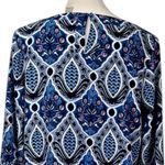 Loft  Shift Dress Boat Neck Long Sleeves Blue Multi Print Women’s Size Medium Photo 7