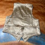 Vintage Tapestry Children of the World satin back button front Vest USA Tan Photo 7