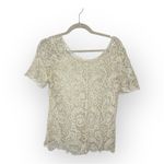 Source Unknown Boho Lace Crochet Top Ivory Scallop Hem Sheer Floral Festival Romantic Small Photo 1